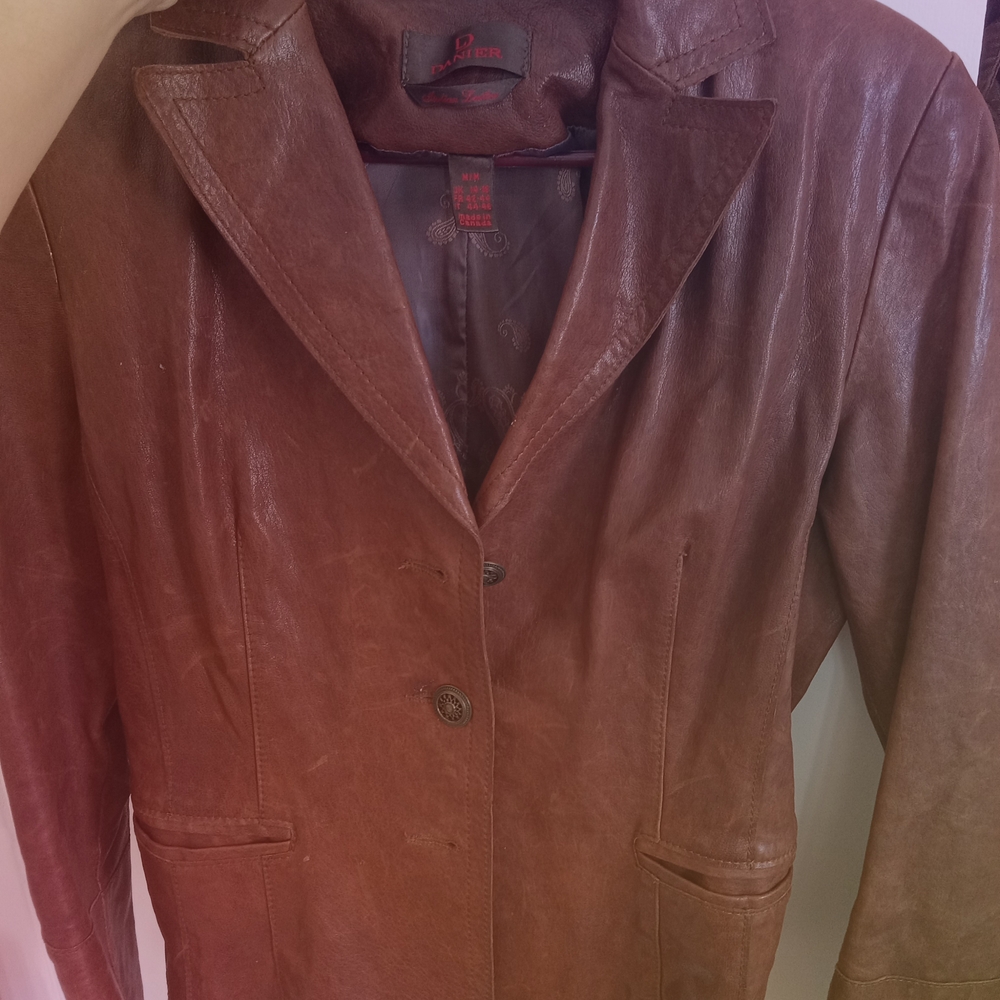 Brown Leather Blazer Danier Medium Women